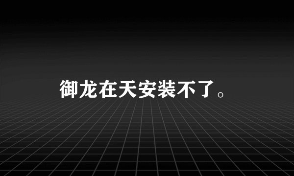 御龙在天安装不了。