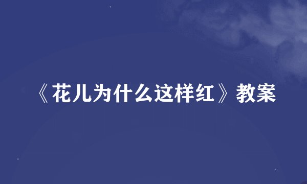 《花儿为什么这样红》教案