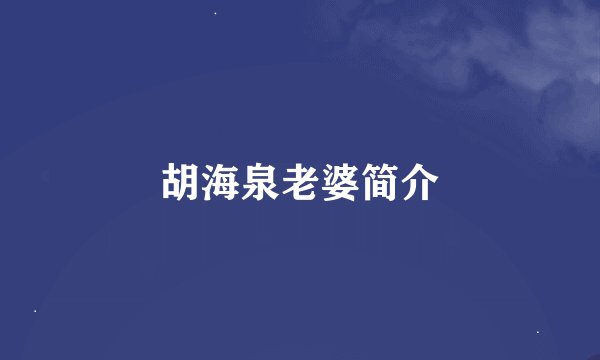 胡海泉老婆简介
