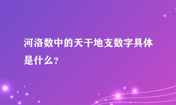 河洛数中的天干地支数字具体是什么？