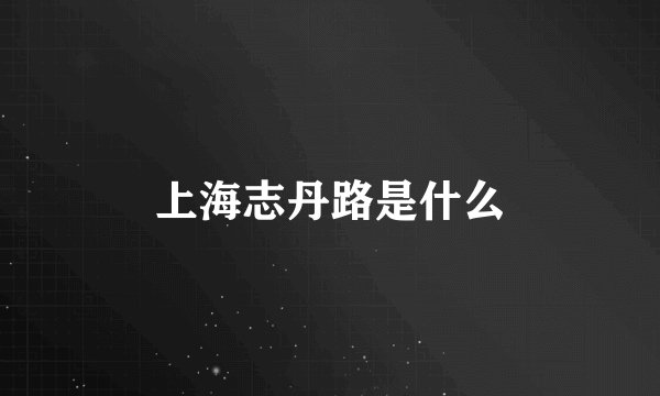 上海志丹路是什么