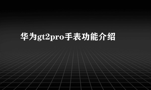 华为gt2pro手表功能介绍