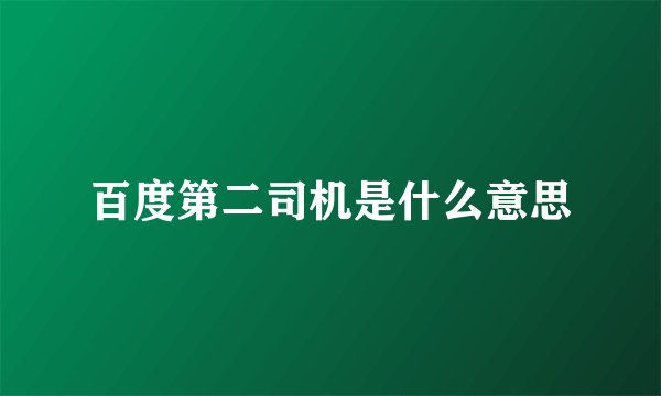 百度第二司机是什么意思