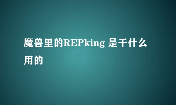 魔兽里的REPking 是干什么用的
