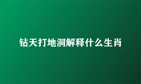钻天打地洞解释什么生肖