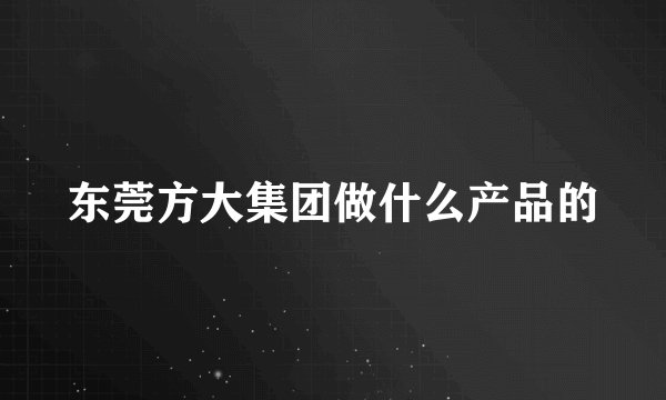东莞方大集团做什么产品的