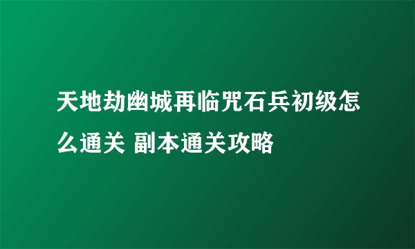 天地劫幽城再临咒石兵初级怎么通关 副本通关攻略