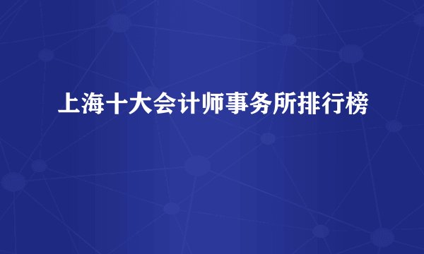 上海十大会计师事务所排行榜
