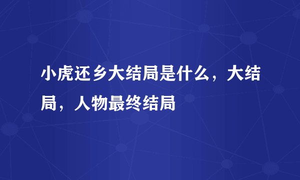 小虎还乡大结局是什么，大结局，人物最终结局