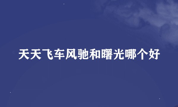 天天飞车风驰和曙光哪个好