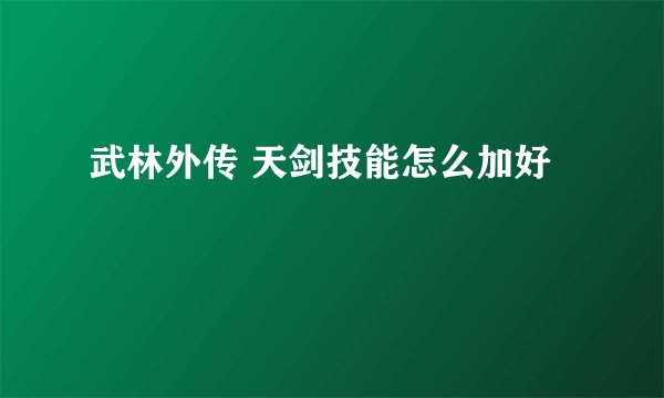 武林外传 天剑技能怎么加好