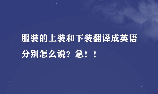 服装的上装和下装翻译成英语分别怎么说？急！！