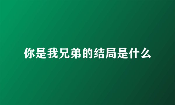 你是我兄弟的结局是什么