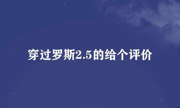 穿过罗斯2.5的给个评价