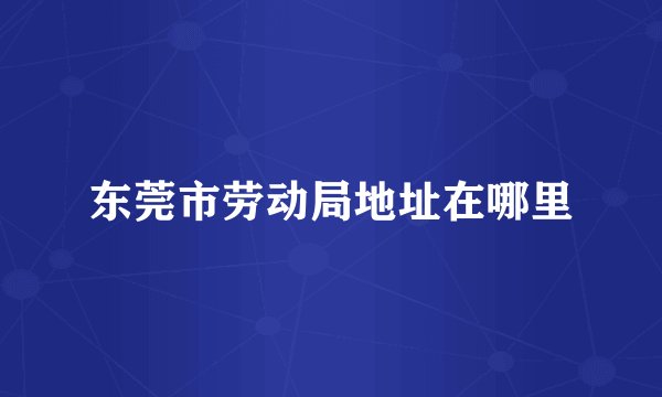 东莞市劳动局地址在哪里