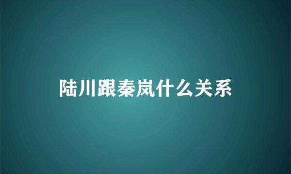 陆川跟秦岚什么关系