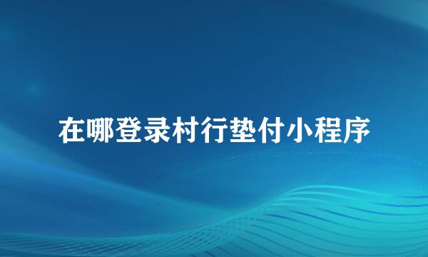 在哪登录村行垫付小程序