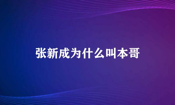 张新成为什么叫本哥