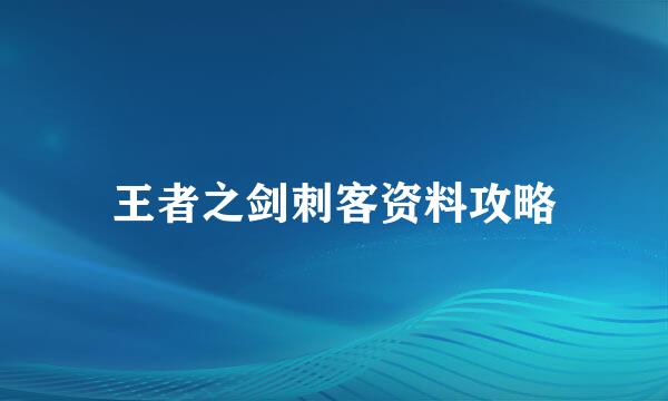 王者之剑刺客资料攻略