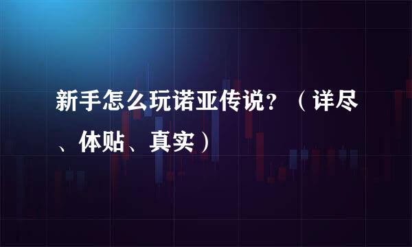 新手怎么玩诺亚传说?(详尽、体贴、真实)