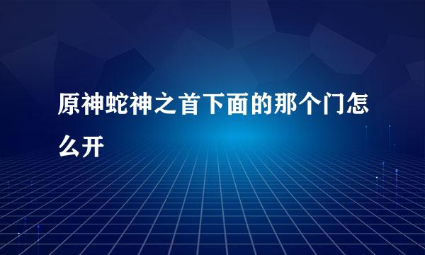 原神蛇神之首下面的那个门怎么开