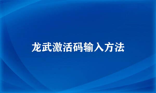 龙武激活码输入方法