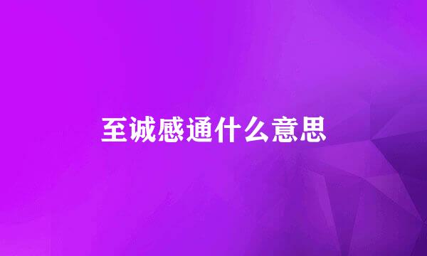 至诚感通什么意思