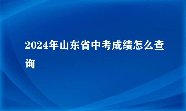 2024年山东省中考成绩怎么查询