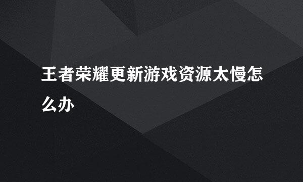 王者荣耀更新游戏资源太慢怎么办
