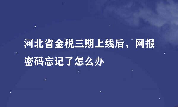 河北省金税三期上线后，网报密码忘记了怎么办