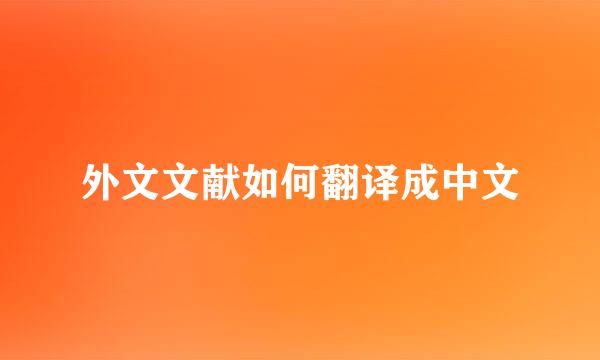 外文文献如何翻译成中文