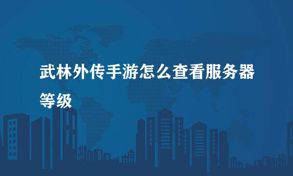 武林外传手游怎么查看服务器等级