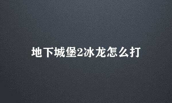 地下城堡2冰龙怎么打