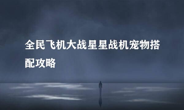 全民飞机大战星星战机宠物搭配攻略
