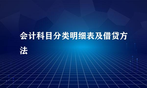 会计科目分类明细表及借贷方法
