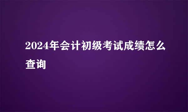 2024年会计初级考试成绩怎么查询