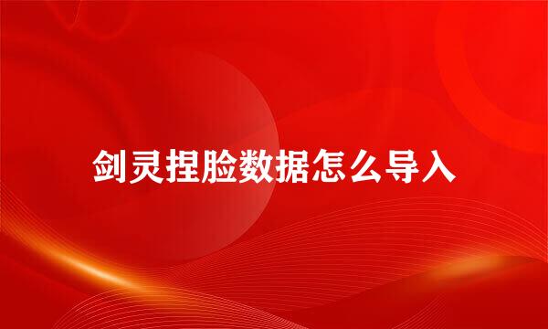 剑灵捏脸数据怎么导入