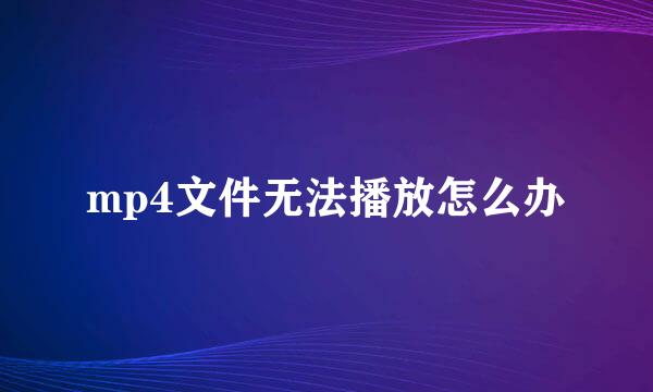 mp4文件无法播放怎么办