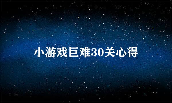 小游戏巨难30关心得
