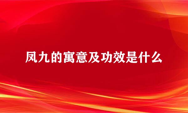 凤九的寓意及功效是什么