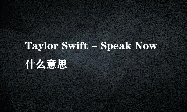 Taylor Swift - Speak Now什么意思