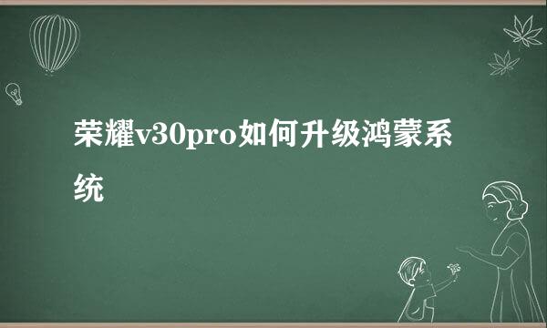 荣耀v30pro如何升级鸿蒙系统