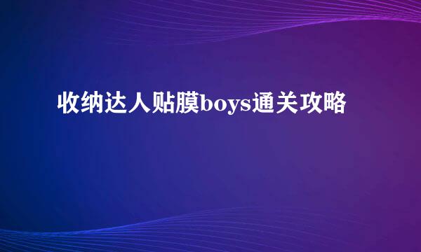 收纳达人贴膜boys通关攻略