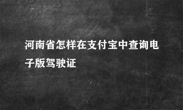 河南省怎样在支付宝中查询电子版驾驶证