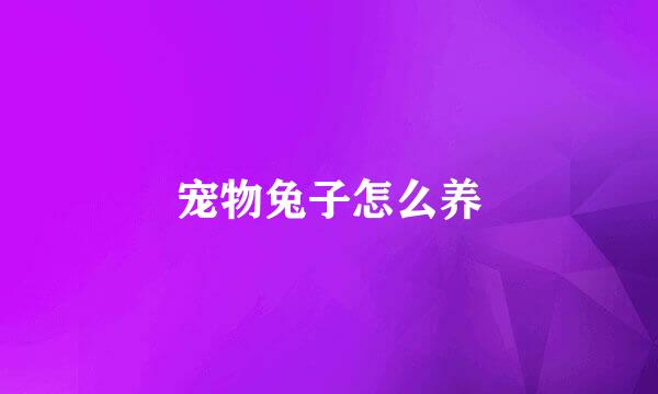 宠物兔子怎么养