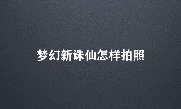 梦幻新诛仙怎样拍照