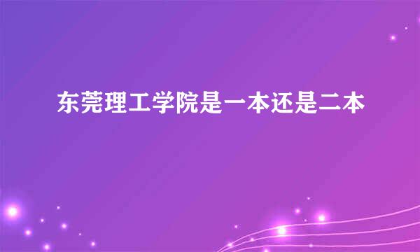 东莞理工学院是一本还是二本