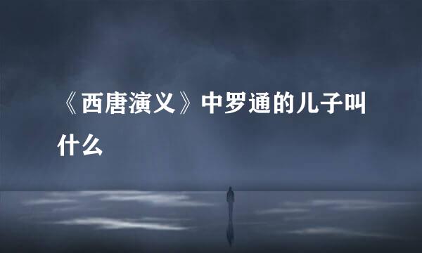 《西唐演义》中罗通的儿子叫什么