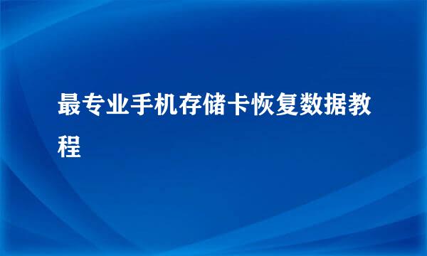 最专业手机存储卡恢复数据教程