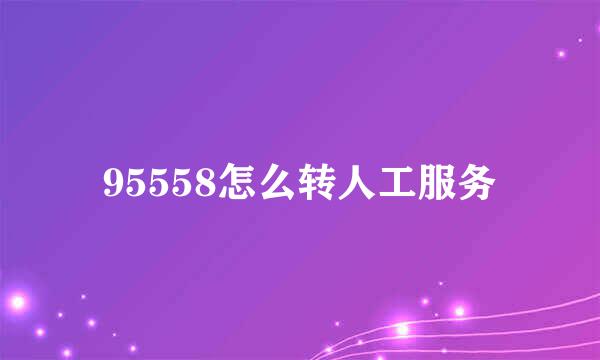 95558怎么转人工服务